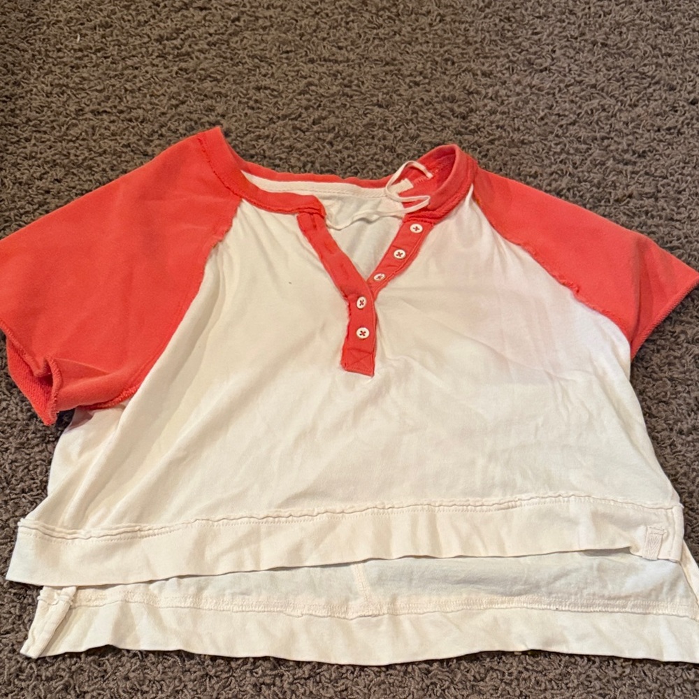 We The Free Red and White Short Sleeve Tee